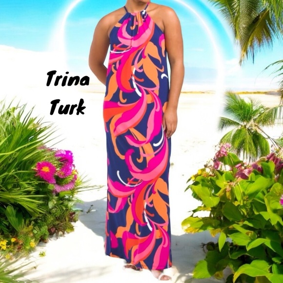 Trina Turk Dresses & Skirts - TRINA TURK NWT MILAN SCROLLING FLORAL MAXI DRESS MEDIUM HALTER NECK